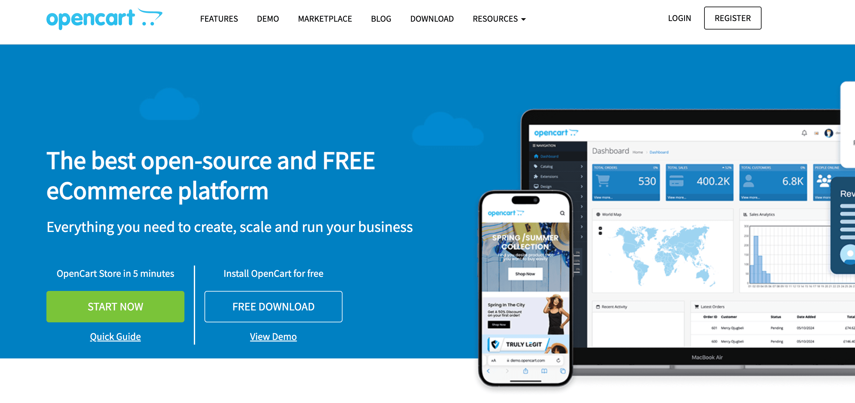 OpenCart home page